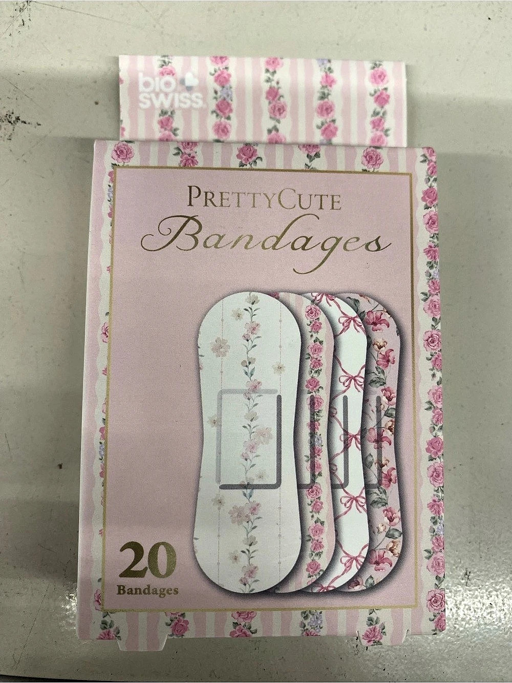 BioSwiss PrettyCute Bandages Floral Pink & White NWT